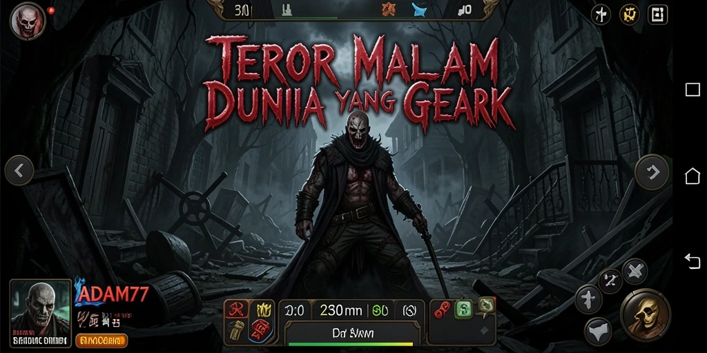 Tampilan gameplay menyeramkan di ADAM77 dengan suasana horror yang mencekam.