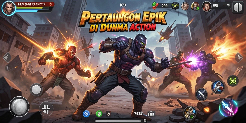 Screenshot menampilkan pertarungan seru dengan karakter yang dinamis di D73.
