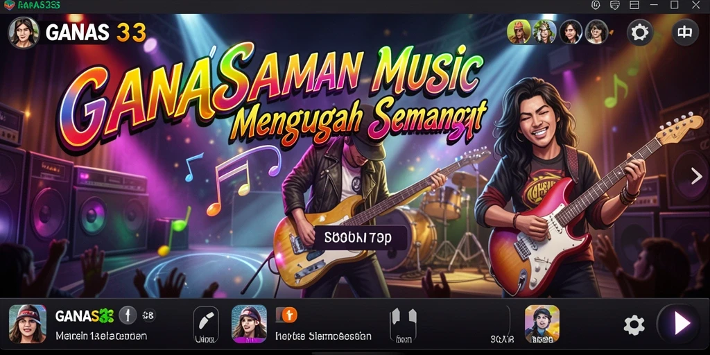 Tampilan dinamis gameplay musik di GANAS33 yang seru.