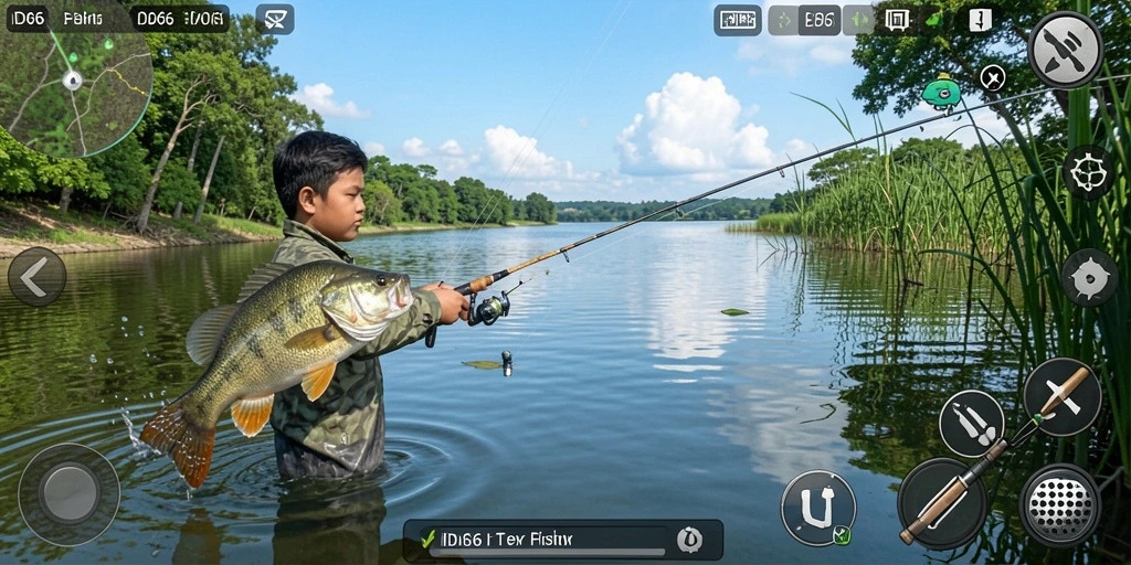 Screenshot ID66 menampilkan aksi memancing yang mendebarkan dan pemandangan indah.