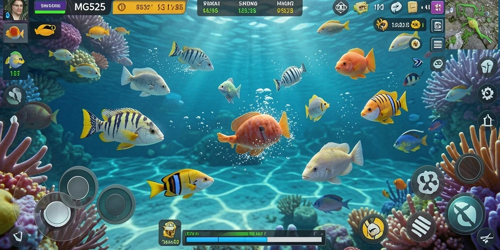 Tangkapan layar menunjukkan keseruan menembak ikan dalam MG525.