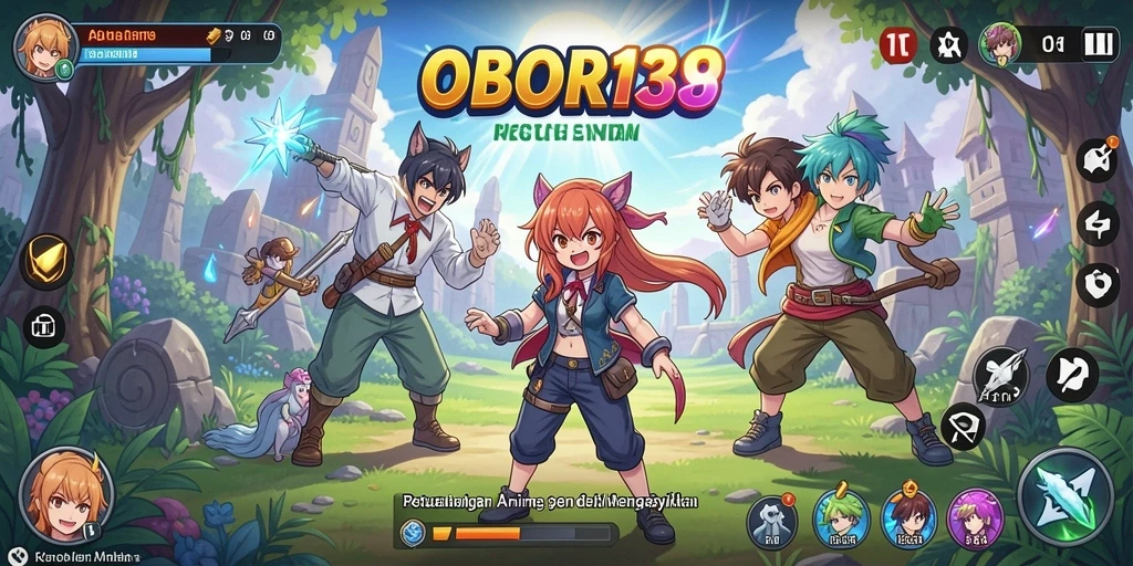 Screenshot gameplay OBOR138 menampilkan aksi karakter anime yang mendebarkan.