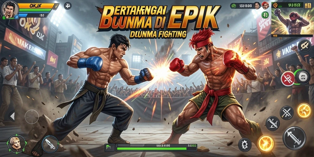 Tampilan aksi seru dari gameplay Fighting OKJK.