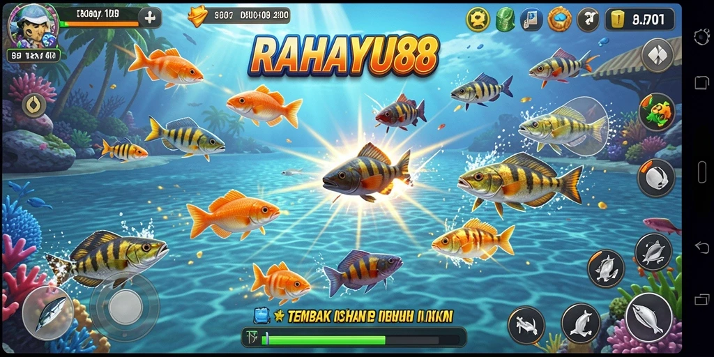 Tampilan gameplay seru RAHAYU88 menembak ikan.