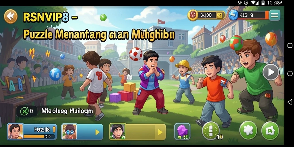 Screenshot gameplay seru dalam RSNVIP8 yang menunjukkan tantangan puzzle.