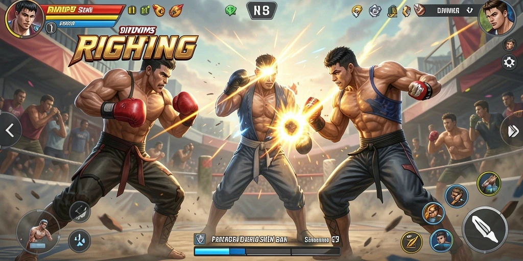 Tampilan gameplay seru dari RVIP5 saat karakter bertarung.